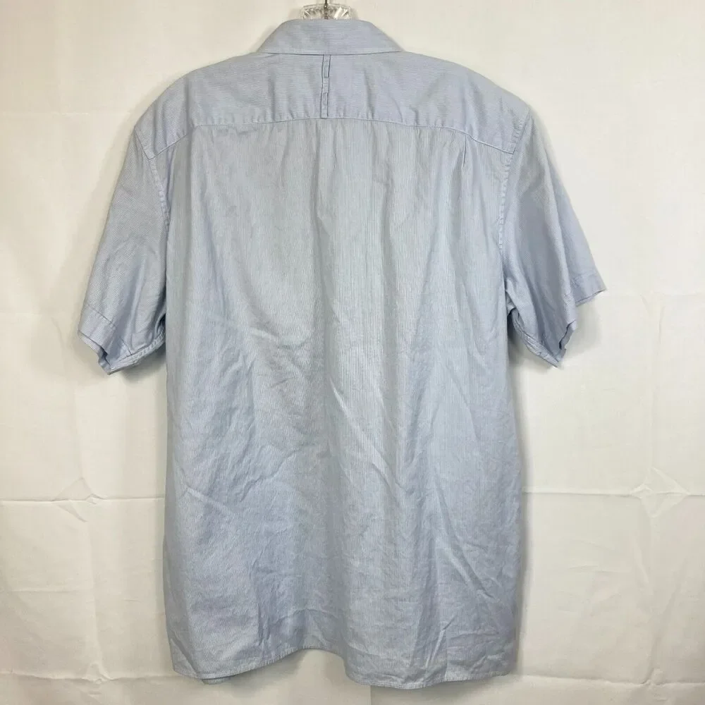 Banana Republic Shirt Mens Sz L Classic‎ Fit Blue Stripe Button Short Sleeve